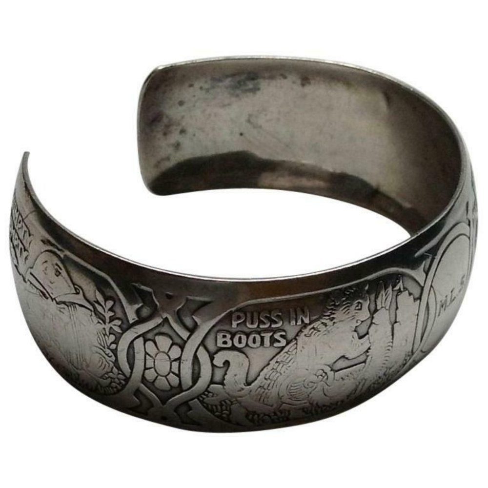 Gorham Sterling Napkin Ring Made Bracelet, Nursery Rhymes 5362, c1920 #7208